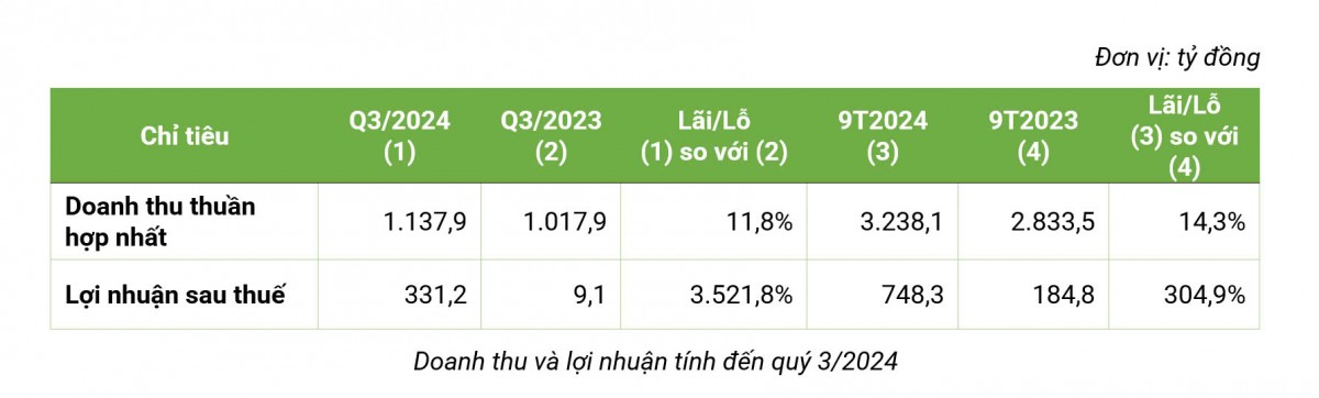 Doanh thu 9 tháng đầu năm 2024 của Bamboo Capital đạt 3.238 tỷ đồng