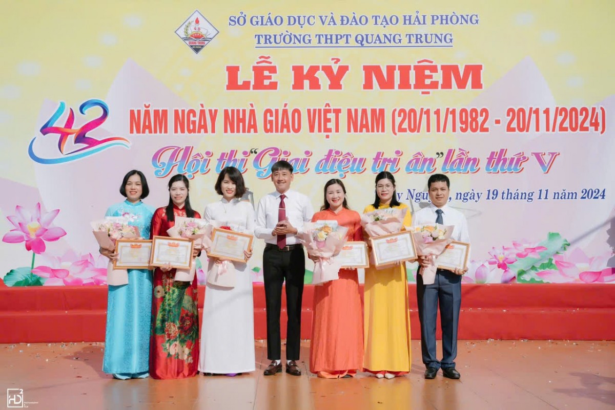 Lãnh đạo trường THPT Quang Trung biểu dương, khen thưởng các giáo viên có thành tích xuất sắc trong công tác giảng dạy