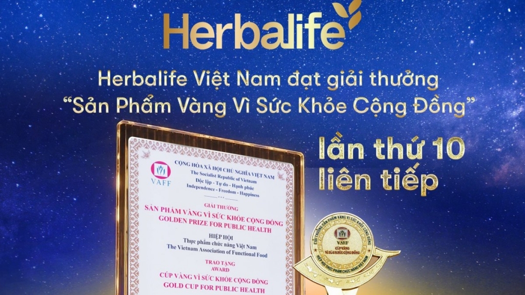 Herbalife Việt Nam đạt Giải thưởng “Sản phẩm vàng vì sức khỏe cộng đồng” lần thứ 10 liên tiếp