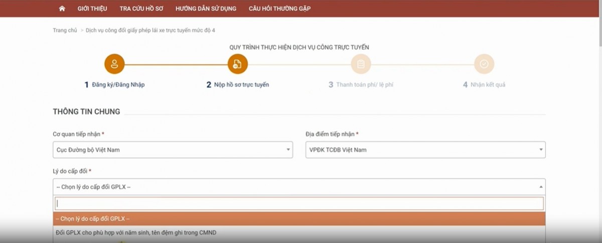 Hướng dẫn đổi giấy phép lái xe trên cổng dịch vụ công cấp độ 4