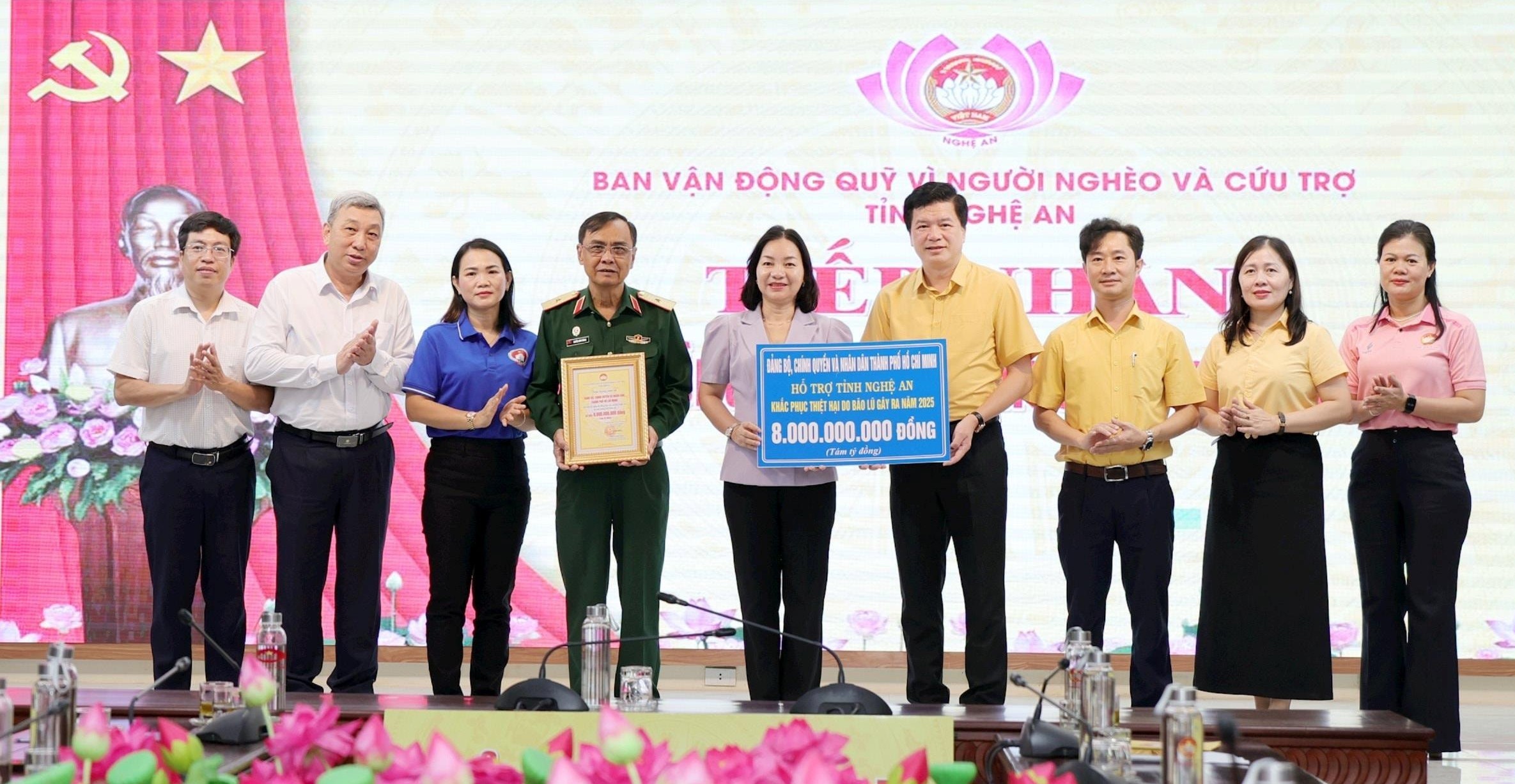 Thành phố Hồ Chí Minh hỗ trợ Nghệ An 8 tỷ đồng khắc phục hậu quả sau thiên tai