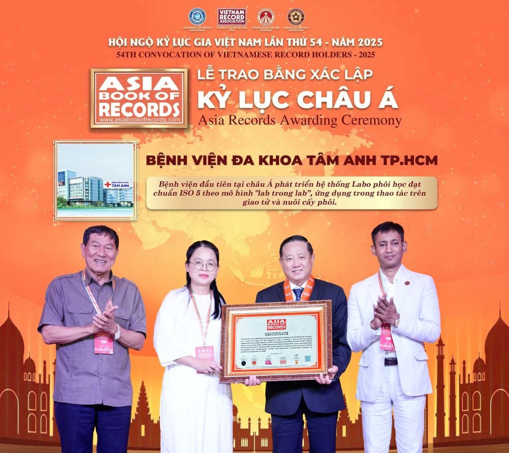 Bệnh viện đầu tiên tại Việt Nam được công nhận kỷ lục châu Á trong lĩnh vực IVF Bệnh viện đầu tiên tại Việt Nam được công nhận kỷ lục châu Á trong lĩnh vực IVF