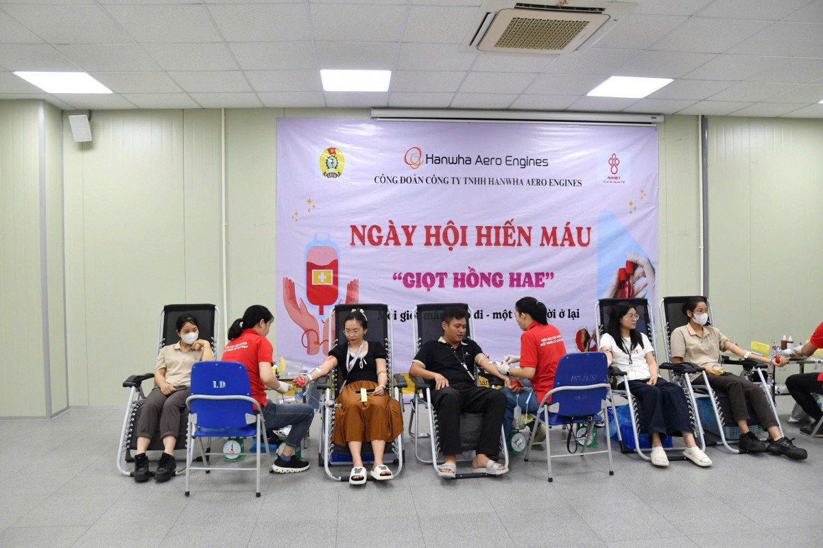 Đoàn viên Công đoàn Hanwha Aero Engines tích cực tham gia hiến máu tình nguyện