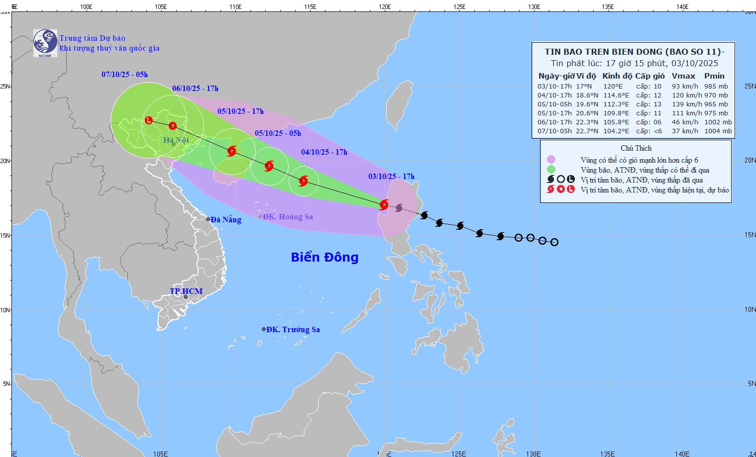 Tin bão mới nhất: Bão số 11 giật cấp 15 trọng tâm đổ bộ vào khu vực Quảng Ninh