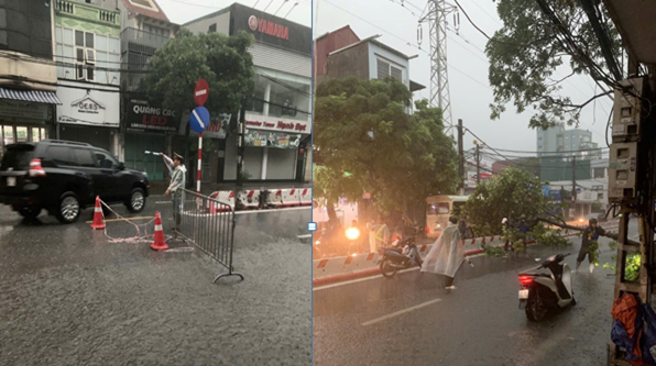 Những hình ảnh đẹp Công an Thủ đô dầm mưa, cứu người và khắc phục hậu quả bão số 11