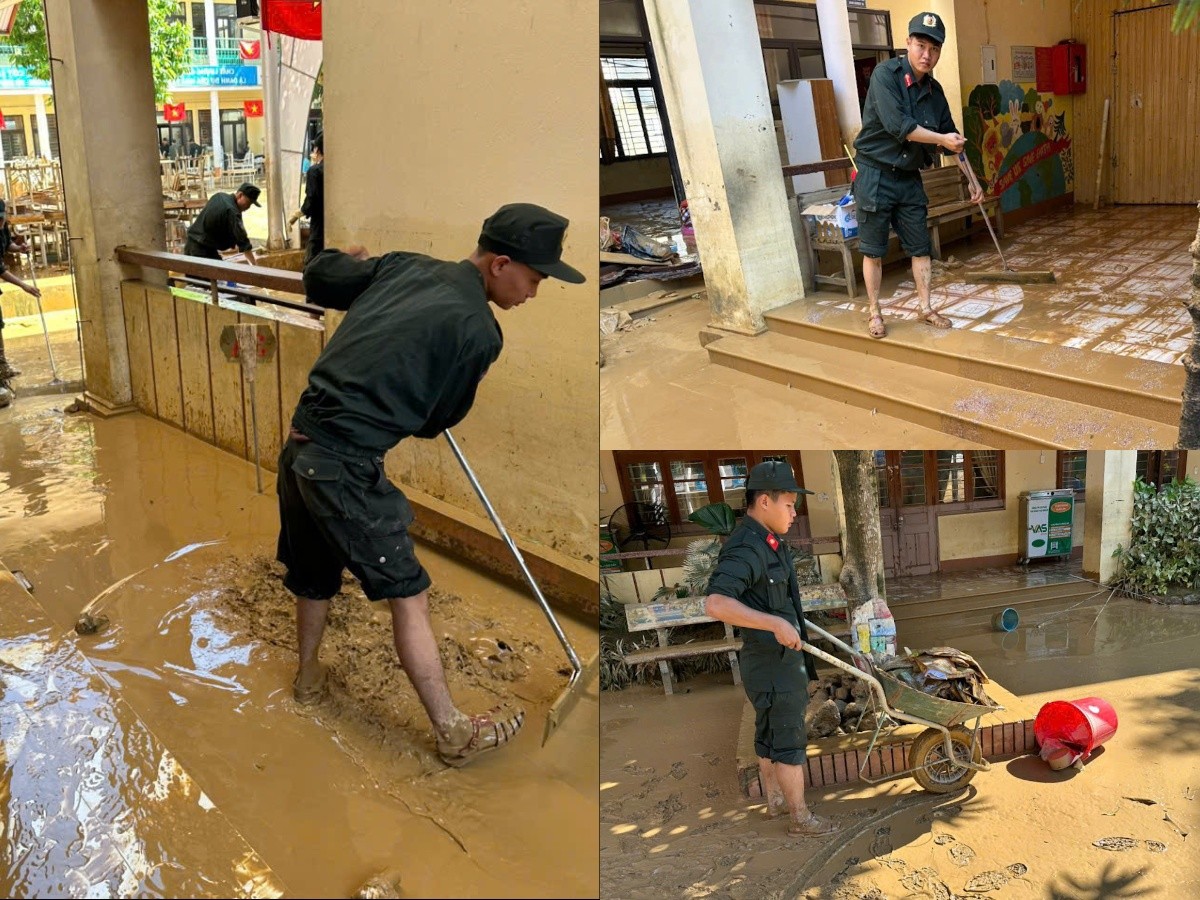 Cảnh sát Cơ động Thủ đô khẩn trương giúp dân khắc phục hậu quả bão số 11