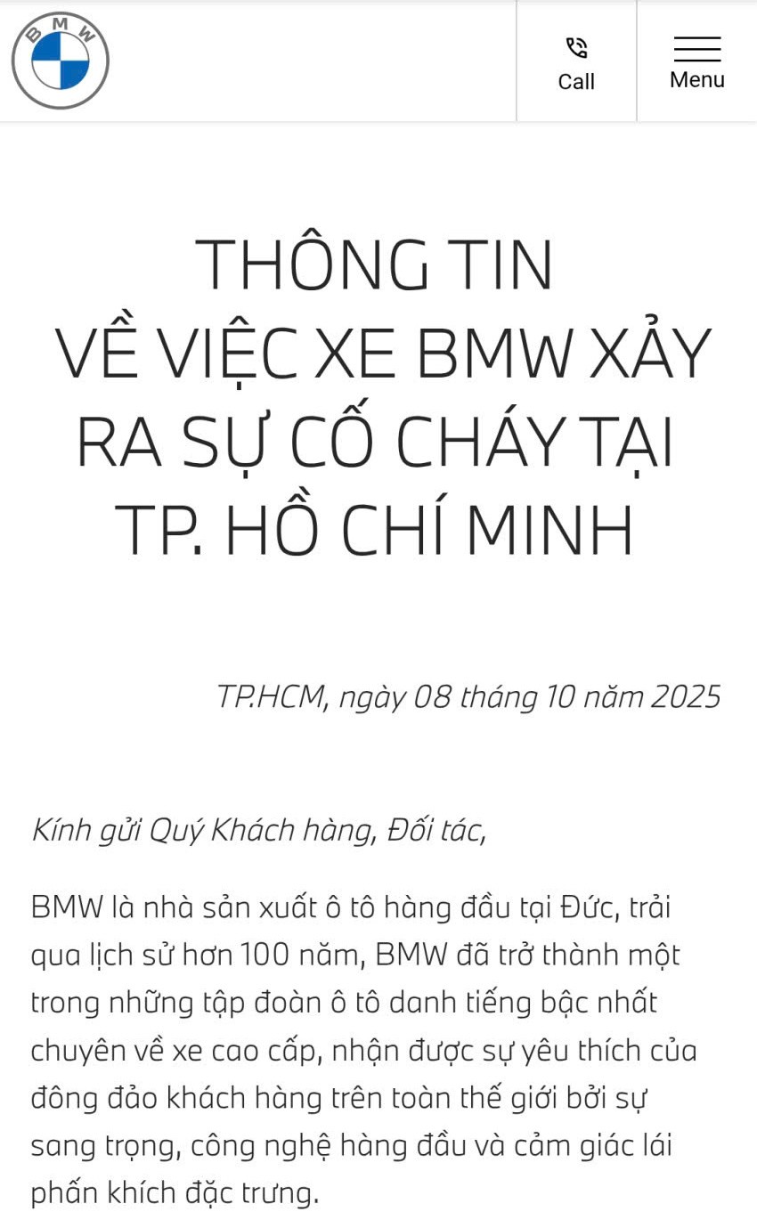Đơn vị phân phối xe BMW phản hồi vụ cháy xe BMW trong tầng hầm trung tâm thương mại tại TP.HCM