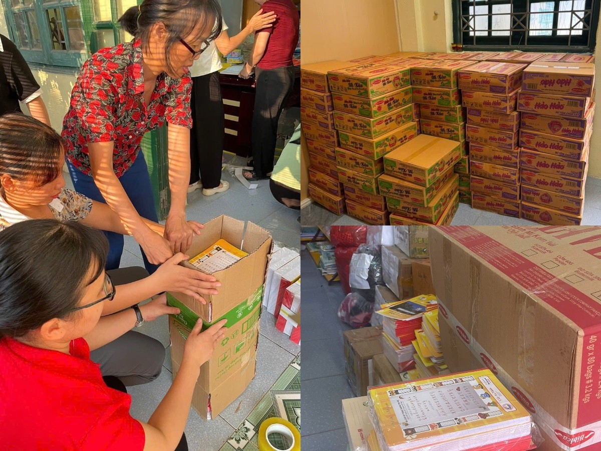 Hàng nghìn nhu yếu phẩm từ xã Ứng Thiên (Hà Nội) tiếp sức học sinh vùng lũ Hàng nghìn nhu yếu phẩm từ xã Ứng Thiên tiếp sức học sinh vùng lũ