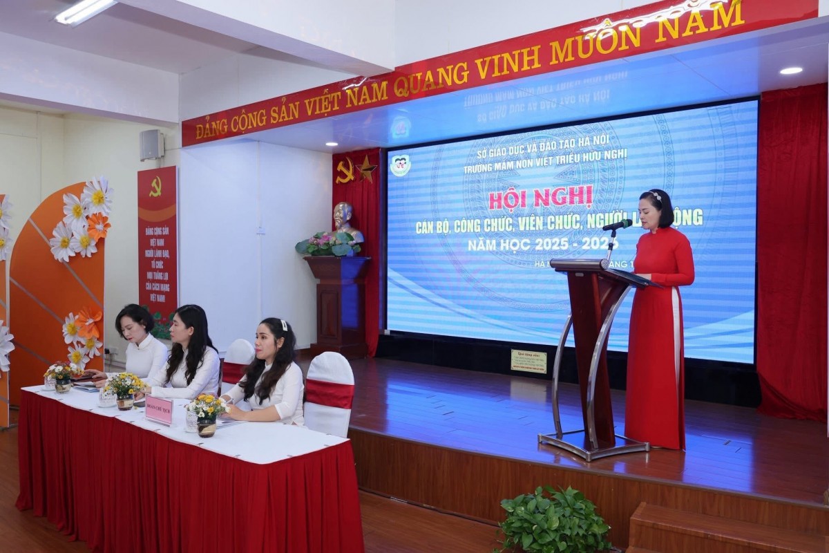 Trường Mầm non Việt Triều Hữu Nghị tổ chức Hội nghị cán bộ, công chức, viên chức, người lao động năm học 2025-2026 Trường Mầm non Việt Triều Hữu Nghị tổ chức Hội nghị cán bộ, công chức, viên chức, người lao động năm học 2025-2026