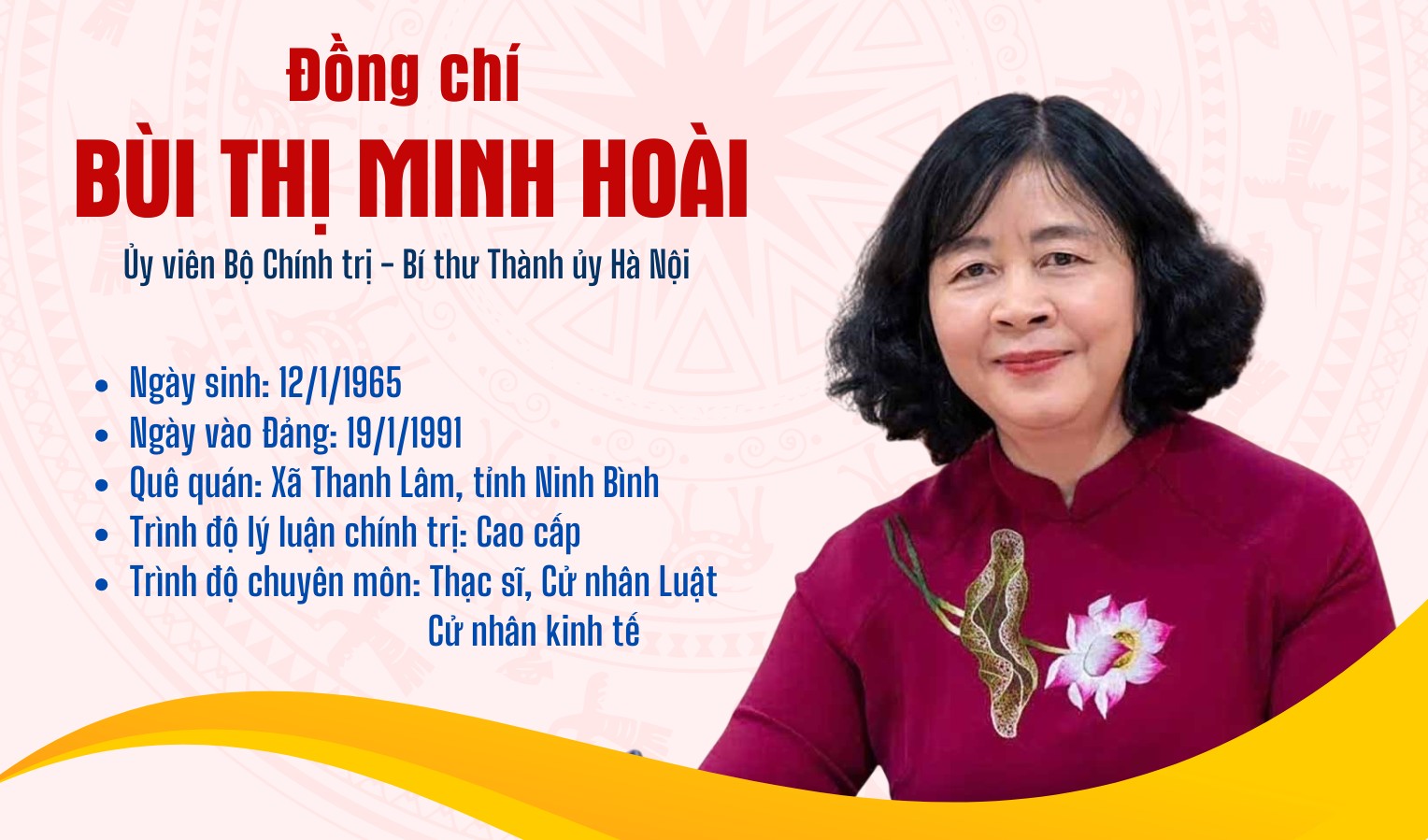 Infographic: Tóm tắt quá trình công tác của Bí thư Thành ủy Hà Nội Bùi Thị Minh Hoài