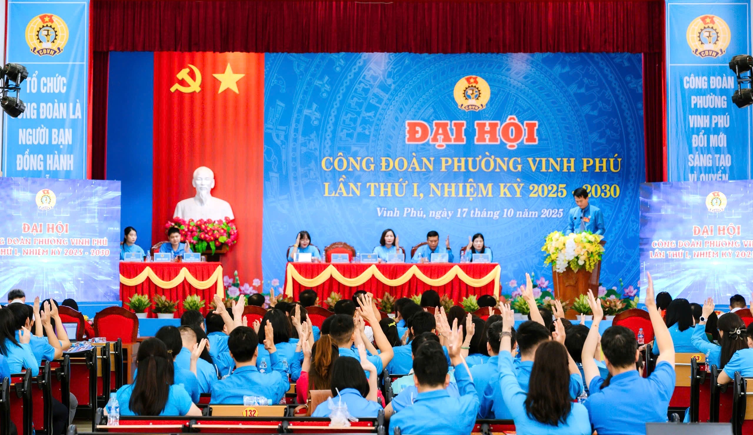 Trang trọng Đại hội Công đoàn phường Vinh Phú lần thứ I, nhiệm kỳ 2025 - 2030