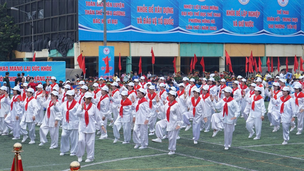 Phường Hồng Hà khai mạc Đại hội thể dục thể thao lần thứ nhất - năm 2025 Phường Hồng Hà khai mạc Đại hội thể dục thể thao lần thứ nhất - năm 2025