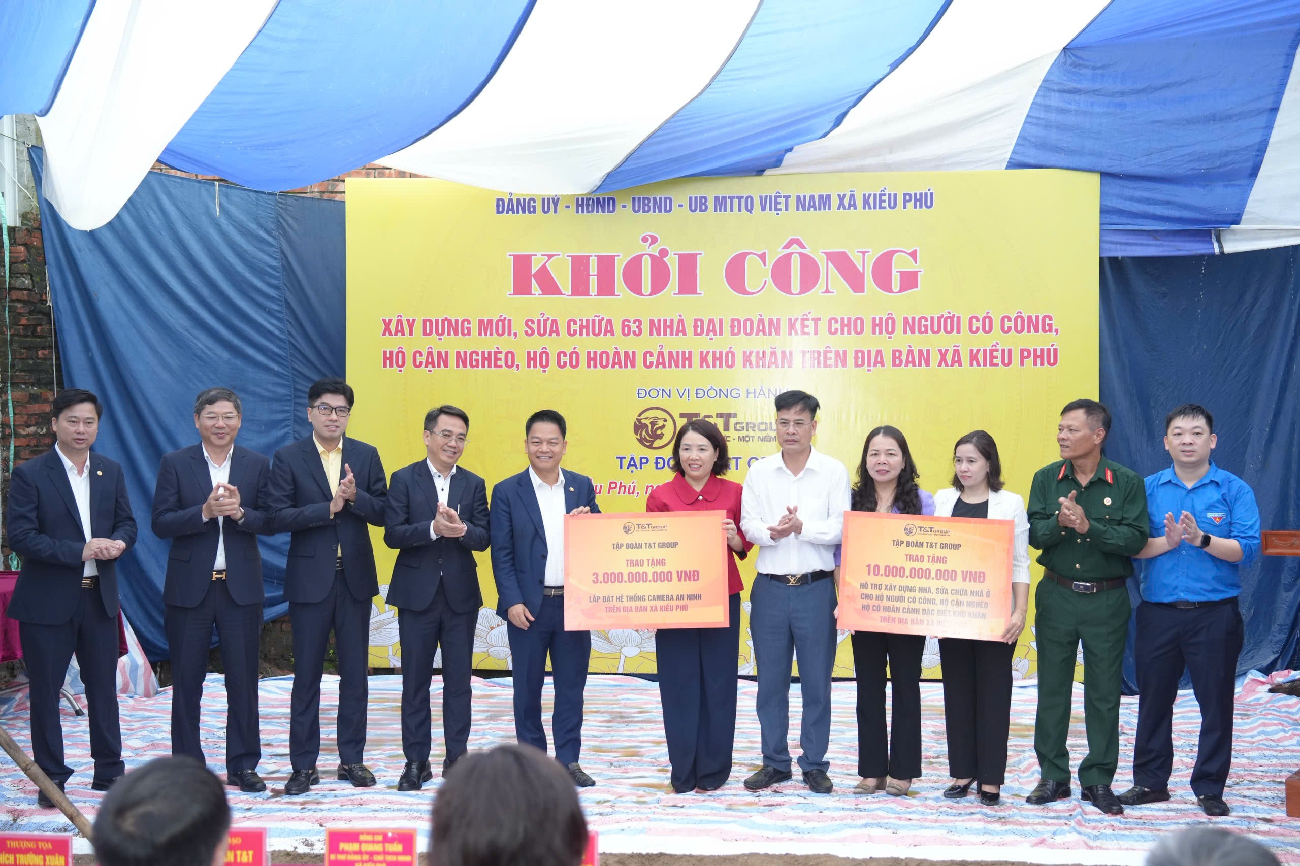 Khởi công đồng loạt 63 căn nhà cho hộ người có công và cận nghèo tại xã Kiều Phú