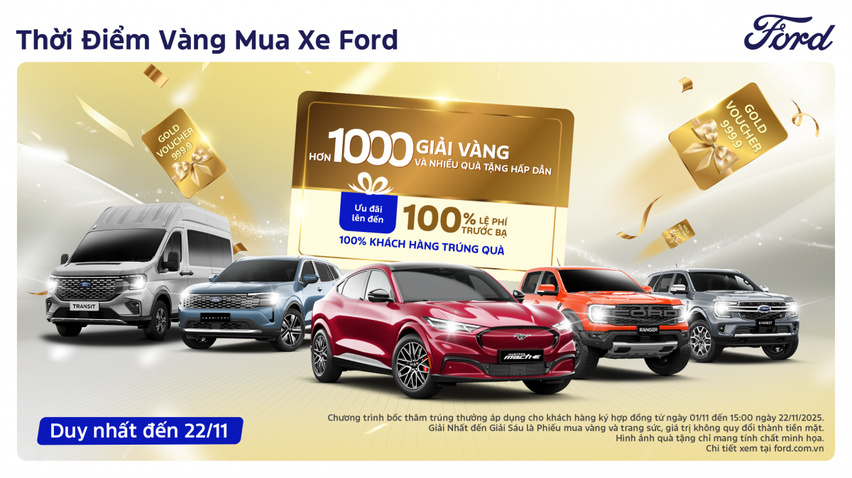 Ford Việt Nam tri ân khách hàng qua chương trình “Thời điểm Vàng mua xe Ford” với tổng giá trị hơn 7 tỷ đồng