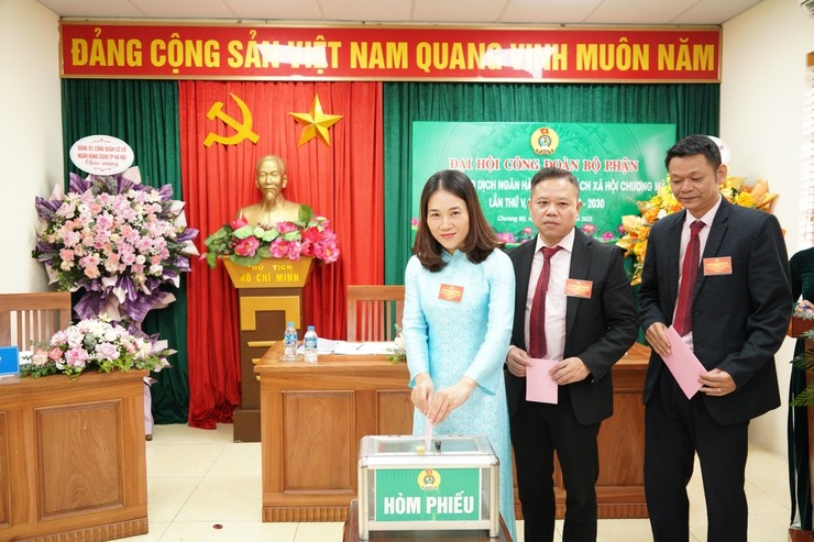 Đại hội Công đoàn bộ phận Phòng giao dịch Ngân hàng Chính sách xã hội Chương Mỹ thành công tốt đẹp