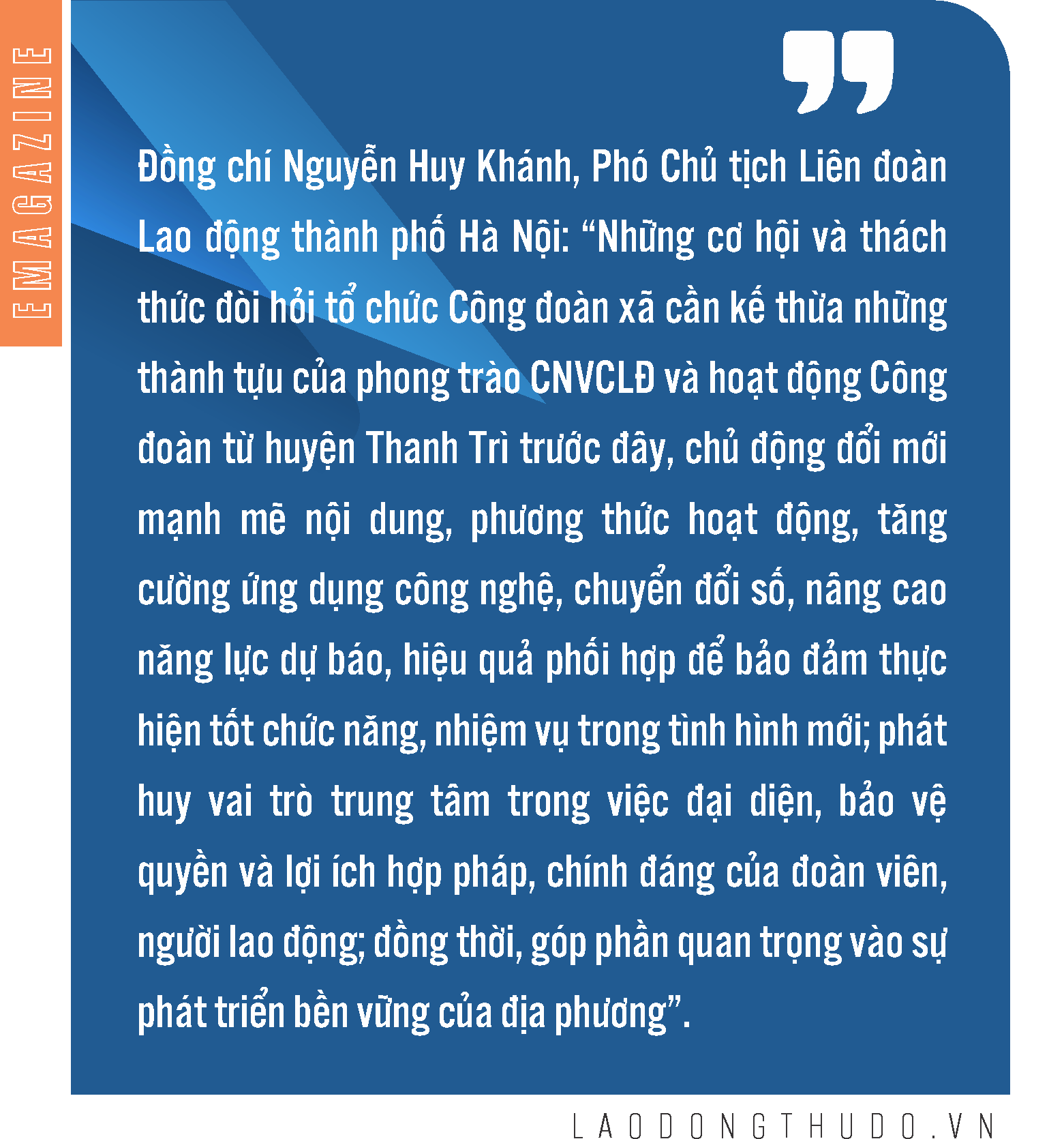 Lan tỏa tinh thần đổi mới vì người lao động