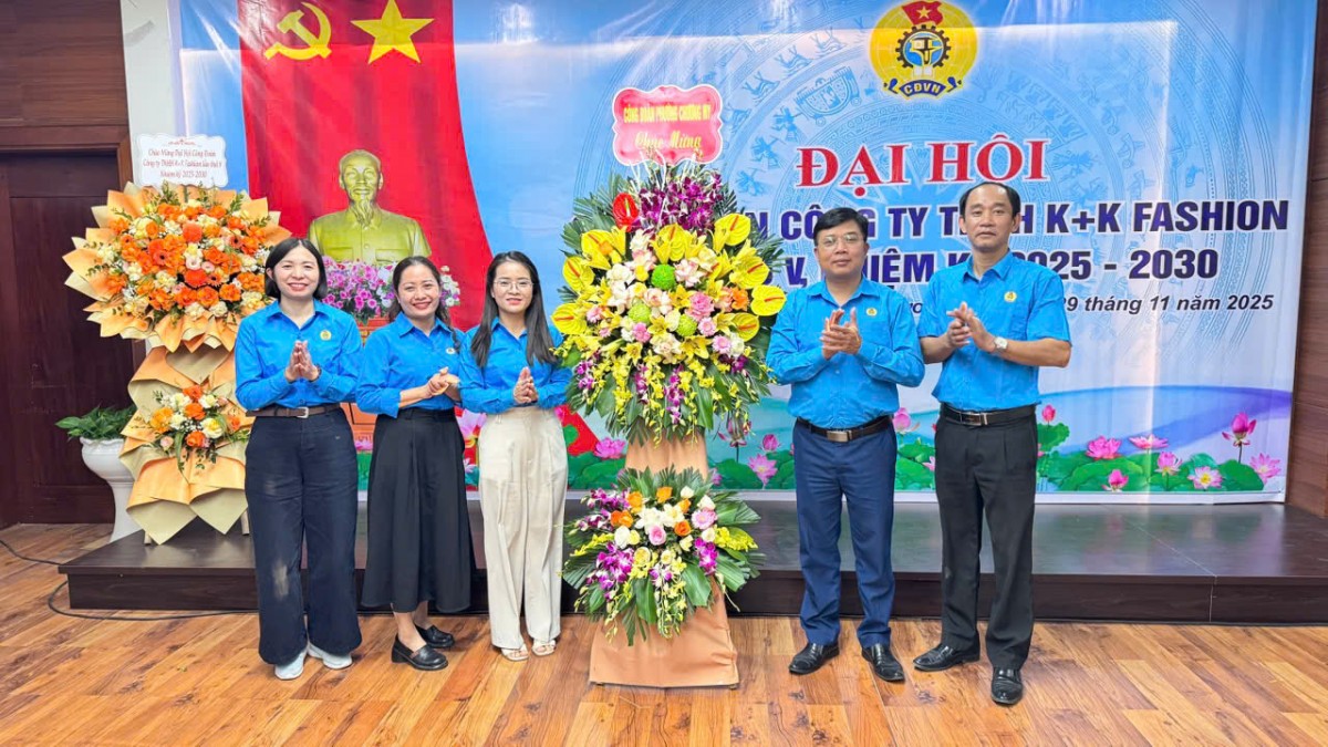Công đoàn Công ty TNHH K+K Fashion tổ chức thành công Đại hội lần thứ V, nhiệm kỳ 2025 - 2030 Công đoàn Công ty TNHH K+K Fashion tổ chức thành công Đại hội lần thứ V, nhiệm kỳ 2025 - 2030