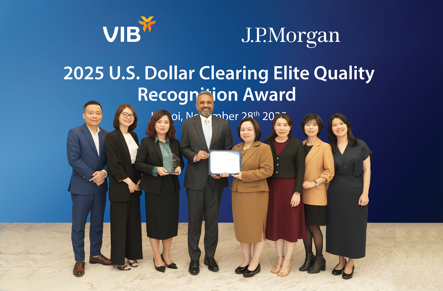 VIB được JP Morgan vinh danh Giải thưởng “Chất lượng Thanh toán quốc tế xuất sắc năm 2025” VIB được JP Morgan vinh danh Giải thưởng “Chất lượng Thanh toán quốc tế xuất sắc năm 2025”