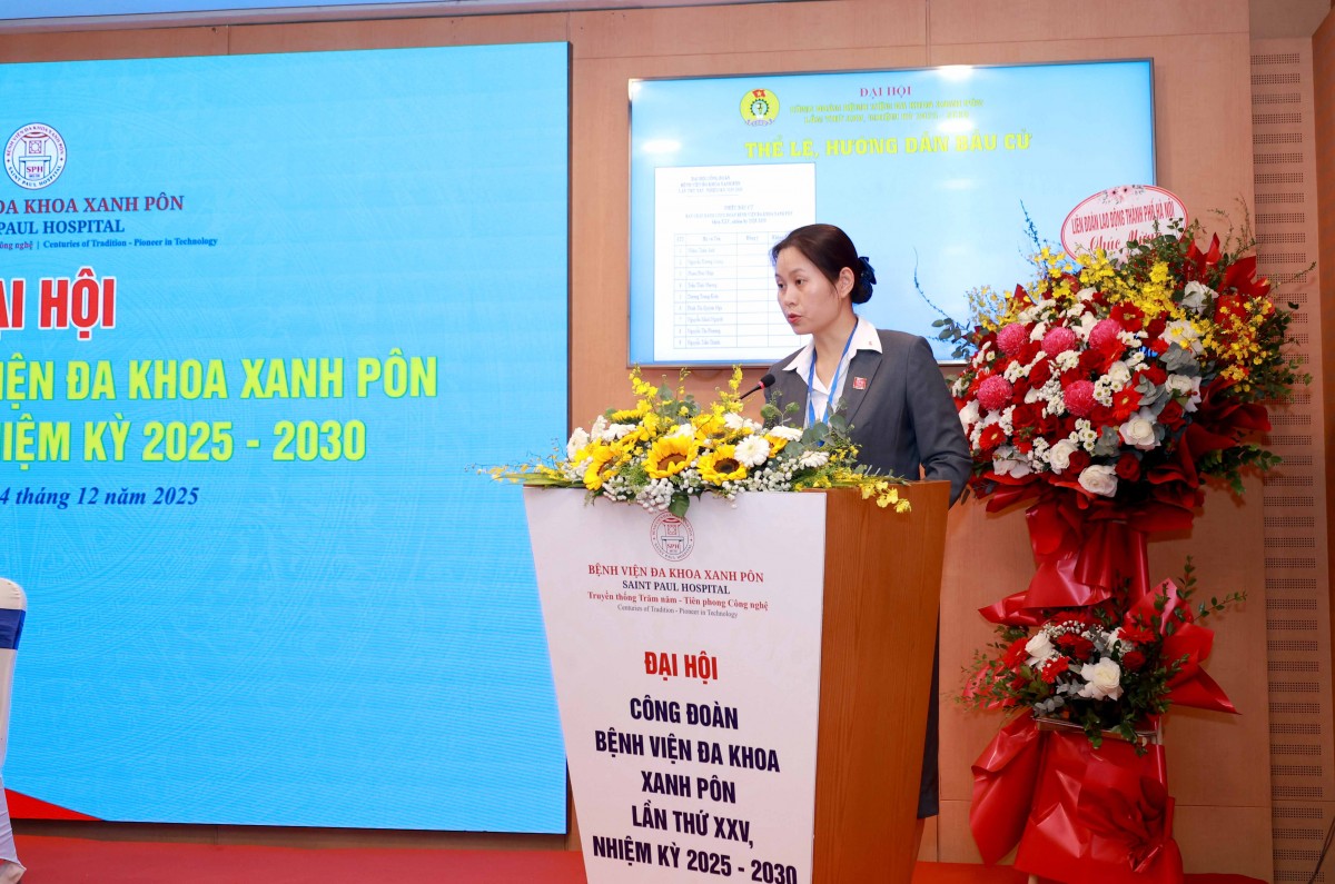 TRỰC TUYẾN: Đại hội Công đoàn Bệnh viện Đa khoa Xanh Pôn lần thứ XXV, nhiệm kỳ 2025 - 2030