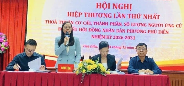 Phường Phú Diễn tổ chức hiệp thương thỏa thuận cơ cấu, số lượng, thành phần người ứng cử đại biểu HĐND phường nhiệm kỳ 2026 - 2031