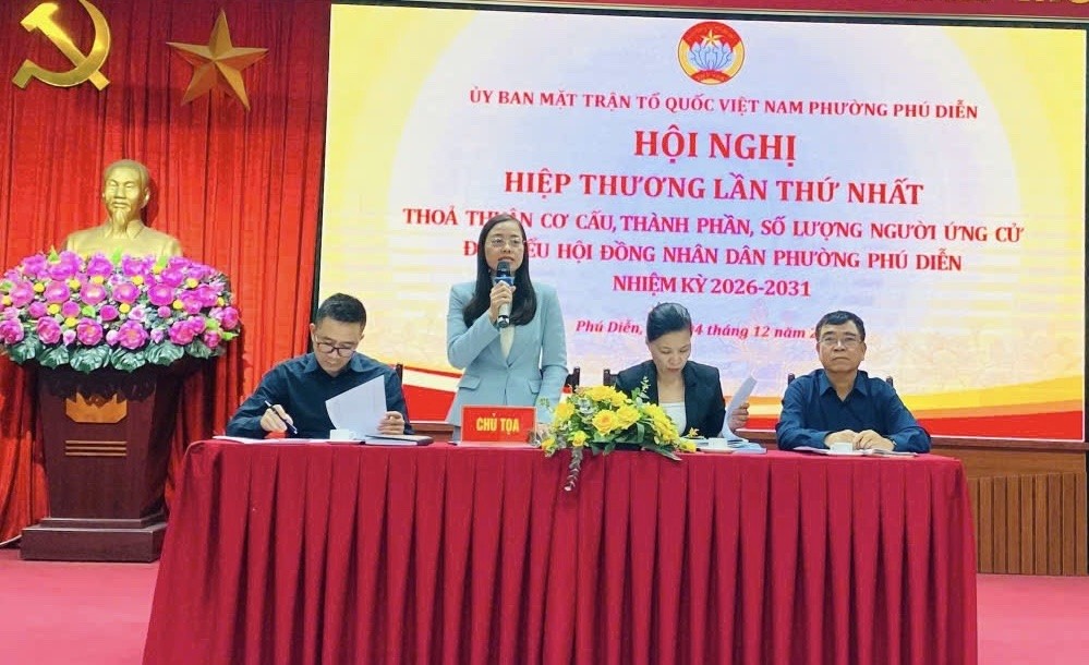 Phường Phú Diễn tổ chức hiệp thương thỏa thuận cơ cấu, số lượng, thành phần người ứng cử đại biểu HĐND phường nhiệm kỳ 2026 - 2031 Phường Phú Diễn tổ chức hiệp thương thỏa thuận cơ cấu, số lượng, thành phần người ứng cử đại biểu HĐND phường nhiệm kỳ 2026 - 2031