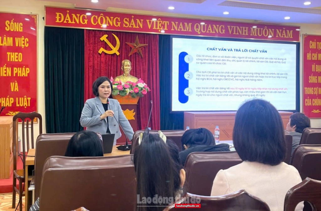 Công đoàn phường Yên Nghĩa tập huấn công tác tài chính cho Chủ tịch, kế toán CĐCS