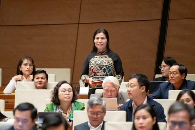 Đại biểu Hồ Thị Minh phát biểu thảo luận. (Ảnh: QH) Đại biểu Hồ Thị Minh phát biểu thảo luận. (Ảnh: QH)