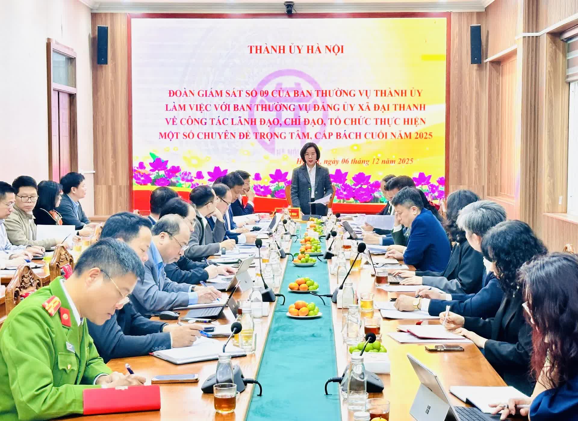 Đoàn Giám sát số 9 Thành ủy Hà Nội làm việc tại xã Đại Thanh Đoàn Giám sát số 9 Thành ủy Hà Nội làm việc tại xã Đại Thanh