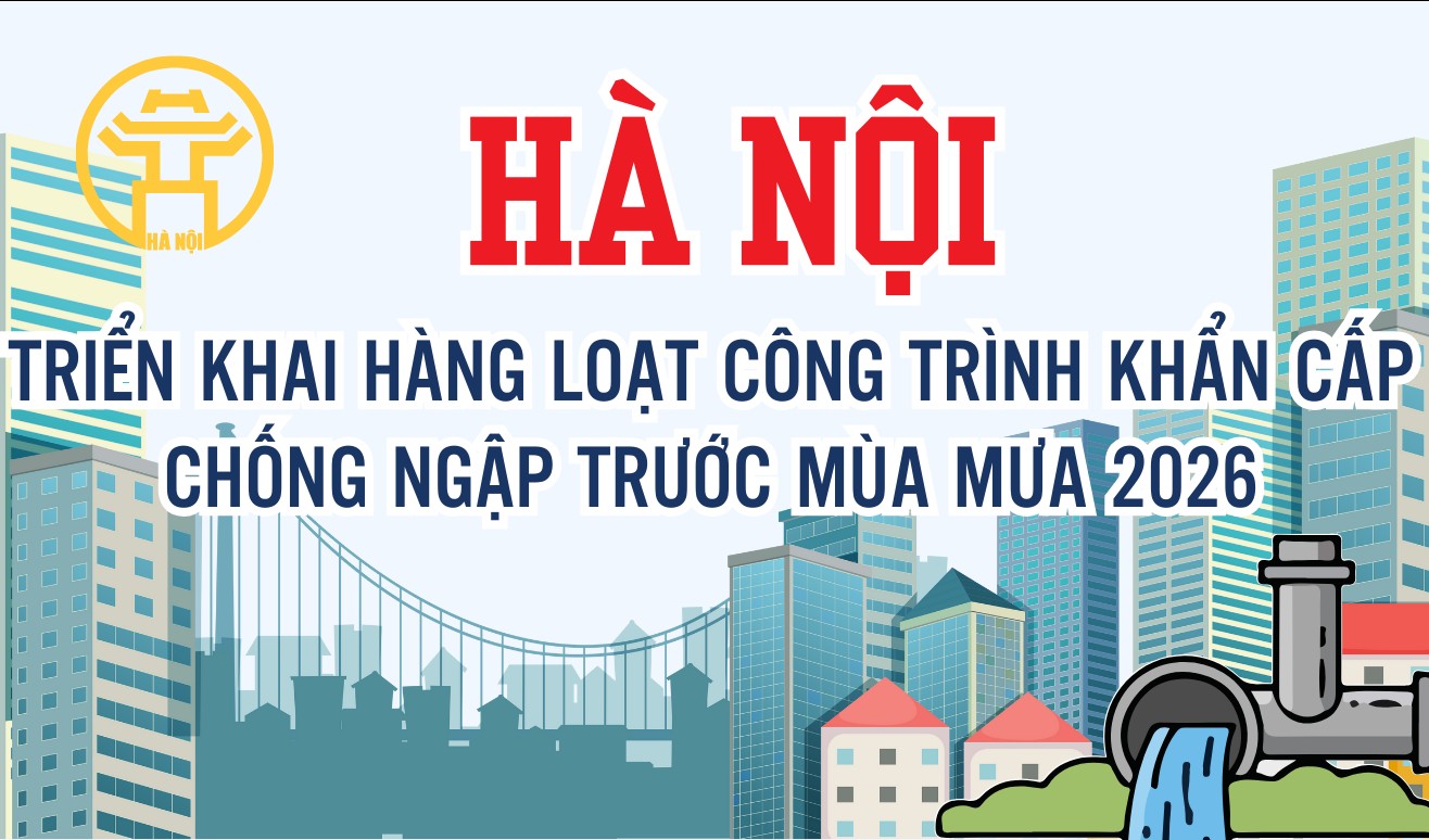 Hà Nội triển khai hàng loạt công trình khẩn cấp chống ngập trước mùa mưa 2026