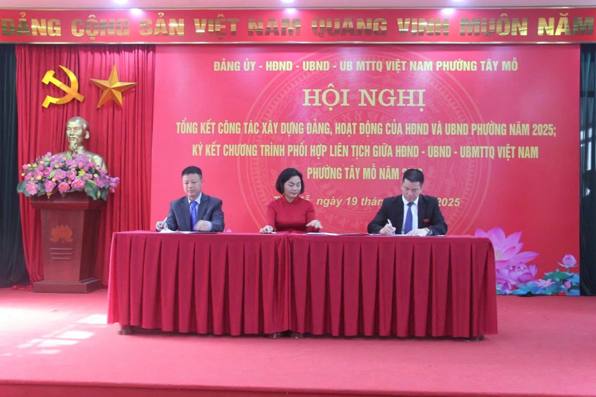 Phường Tây Mỗ: Tổng kết công tác năm 2025, ký kết chương trình phối hợp liên tịch 2026