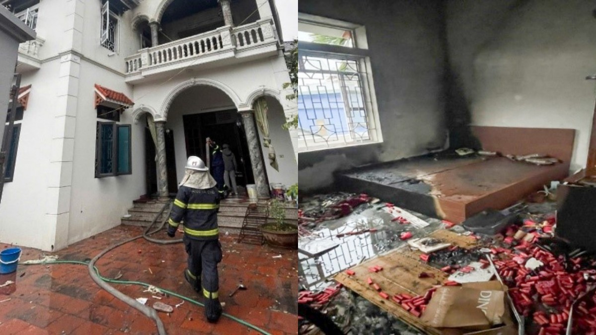 Hiện trường đầy xác pháo trong vụ cháy khiến nam thanh niên 19 tuổi tử vong tại xã Phúc Thọ