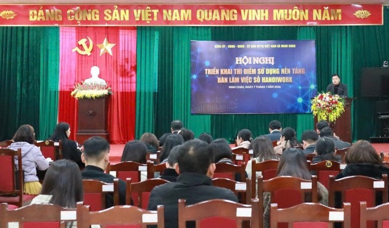 Minh Châu thí điểm Bàn làm việc số HanoiWork: Kênh trao đổi công vụ an toàn