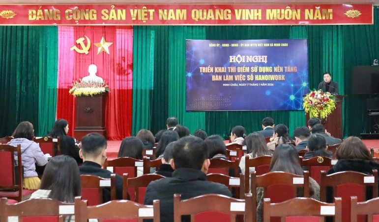 Minh Châu thí điểm Bàn làm việc số HanoiWork: Kênh trao đổi công vụ an toàn