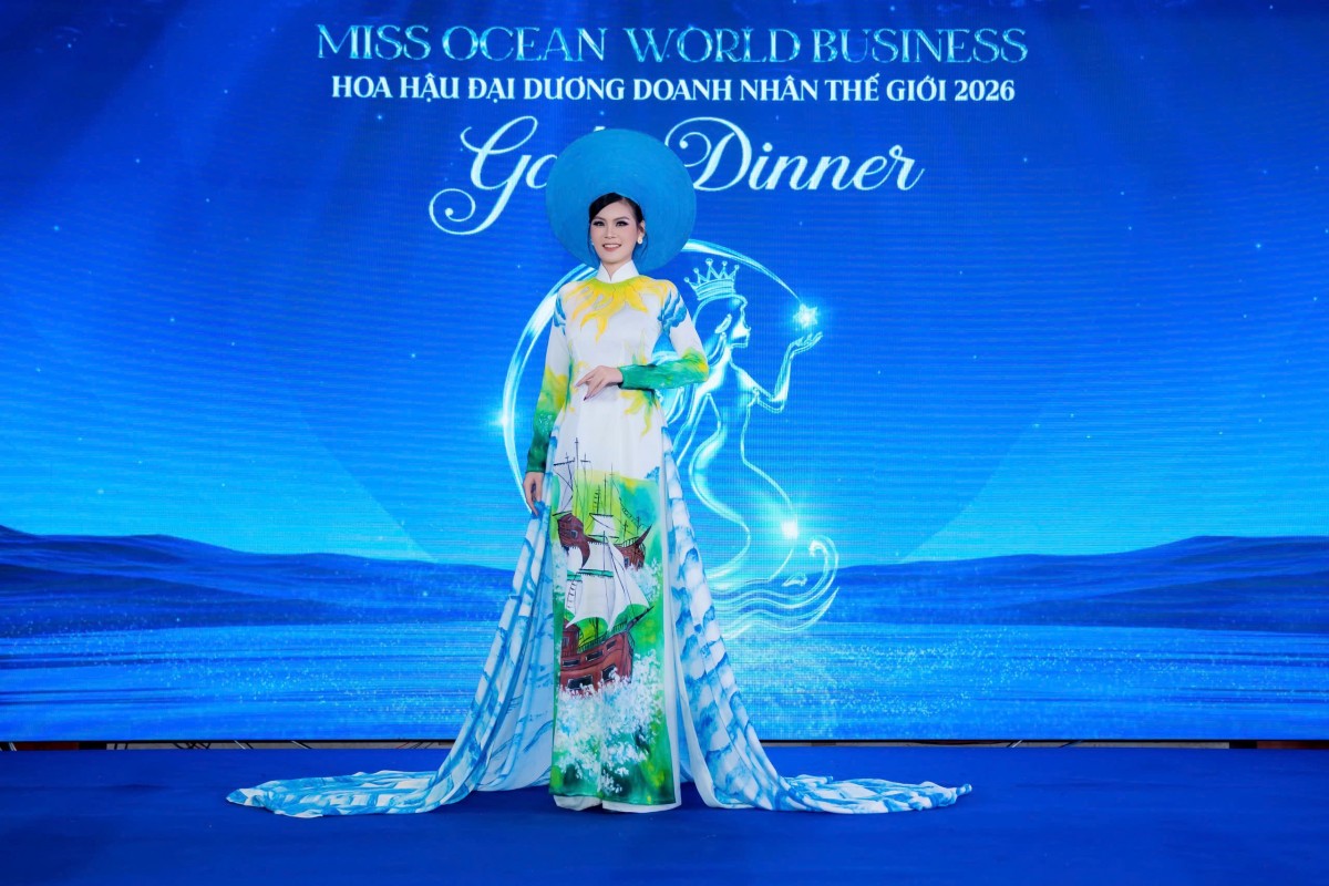 Đấu giá áo dài 500 triệu đồng tại Hoa hậu Đại dương Doanh nhân Thế giới 2026