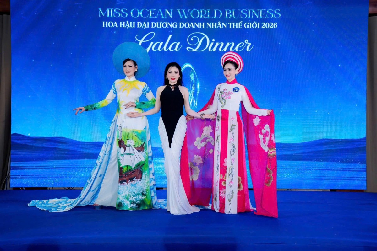Đấu giá áo dài 500 triệu đồng tại Hoa hậu Đại dương Doanh nhân Thế giới 2026