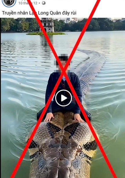 Xử lý cá nhân dùng AI đăng video "cưỡi trăn trên hồ Hoàn Kiếm" để câu view