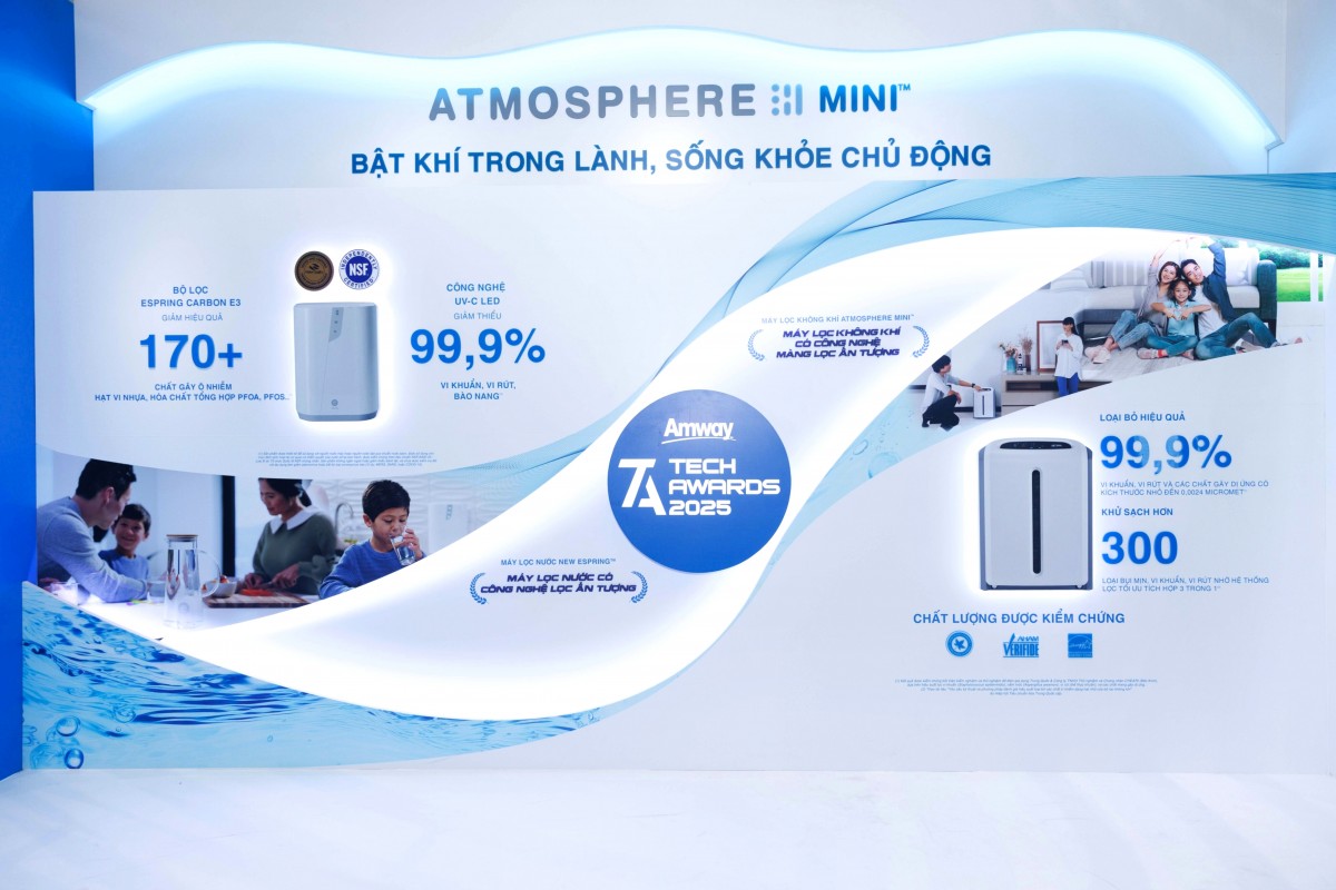 Amway lập cú “Hattrick” với giải “Thương hiệu máy lọc nước nổi bật của năm” tại Tech Awards 2025
