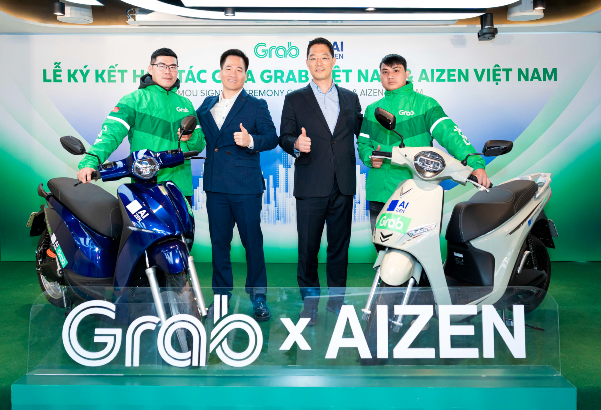 Grab tác cùng AIZEN Việt Nam mang đến giải pháp thuê xe máy điện cho đối tác tài xế Grab
