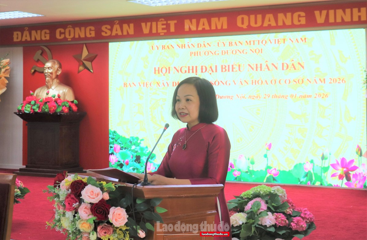 Phường Dương Nội tổ chức Hội nghị đại biểu Nhân dân bàn việc xây dựng đời sống văn hóa ở cơ sở Phường Dương Nội tổ chức Hội nghị đại biểu Nhân dân bàn việc xây dựng đời sống văn hóa ở cơ sở