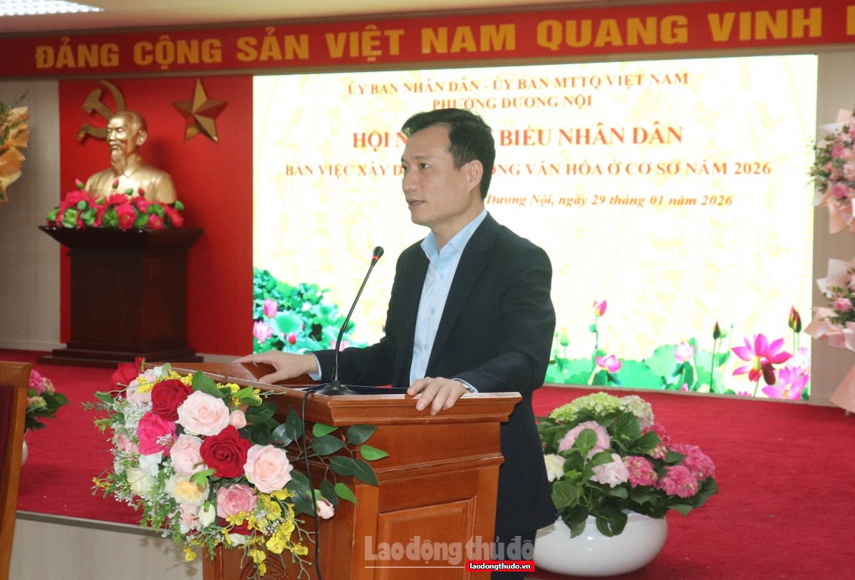Phường Dương Nội tổ chức Hội nghị đại biểu Nhân dân bàn việc xây dựng đời sống văn hóa ở cơ sở Phường Dương Nội tổ chức Hội nghị đại biểu Nhân dân bàn việc xây dựng đời sống văn hóa ở cơ sở