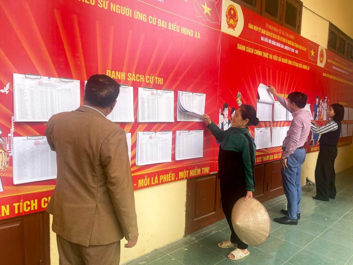 Xã Ứng Thiên: Hoàn Thành Niêm Yết Danh Sách Cử Tri Tại 100% Khu Vực Bỏ Phiếu