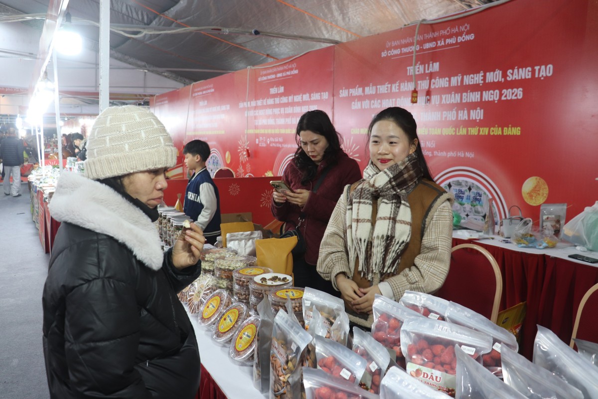Sắc xuân rực rỡ tại Triển lãm hoa giấy và thiết kế thủ công mỹ nghệ tại xã Phù Đổng