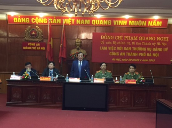 Bí thư Thành ủy Hà Nội làm việc với Ban Thường vụ Đảng ủy Công an TP Hà Nội
