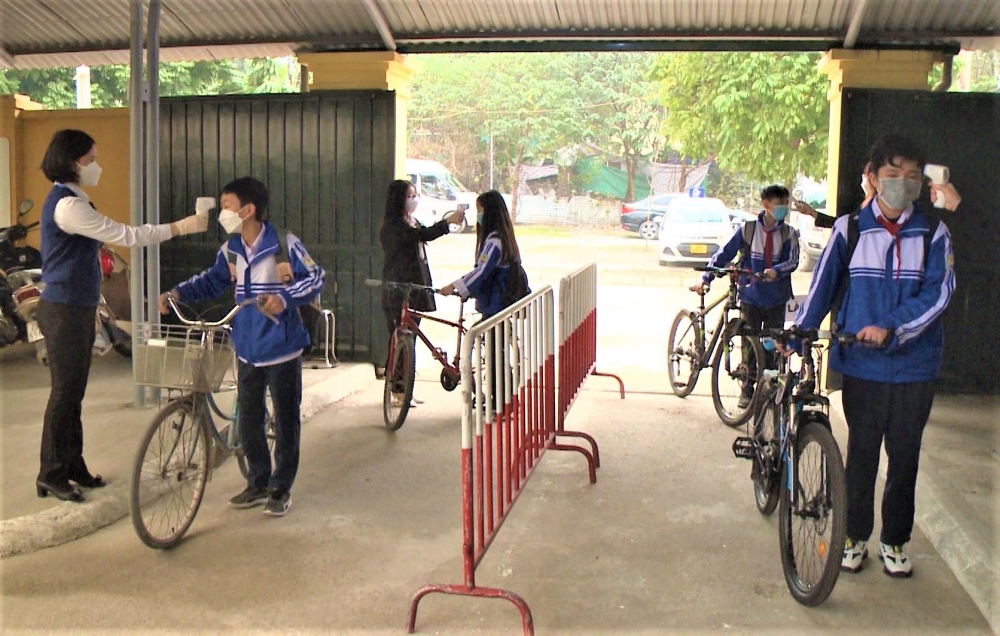 Huyện Thanh Trì diễn tập đón học sinh trở lại trường sau Tết Nguyên đán