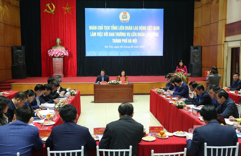 Đoàn Chủ tịch Tổng LĐLĐ Việt Nam làm việc với LĐLĐ Thành phố Hà Nội