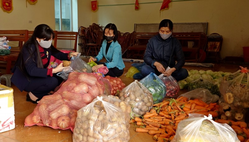 Nông dân Sơn Tây ủng hộ thực phẩm cho tuyến đầu chống dịch