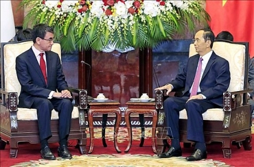 Chủ tịch nước Trần Đại Quang tiếp Bộ trưởng Ngoại giao Nhật Bản