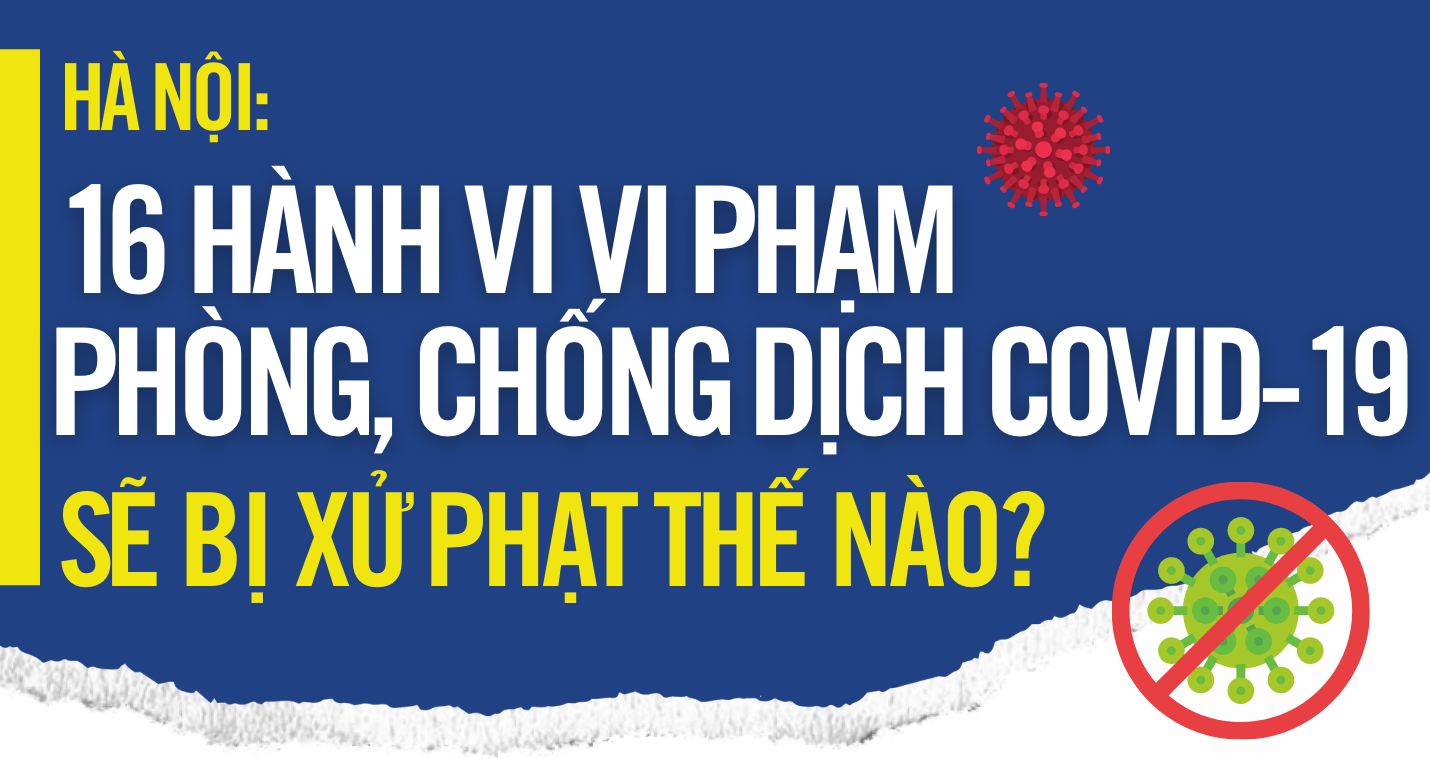 [Infographic] 16 hành vi vi phạm phòng, chống dịch Covid-19 sẽ bị xử phạt tại Hà Nội