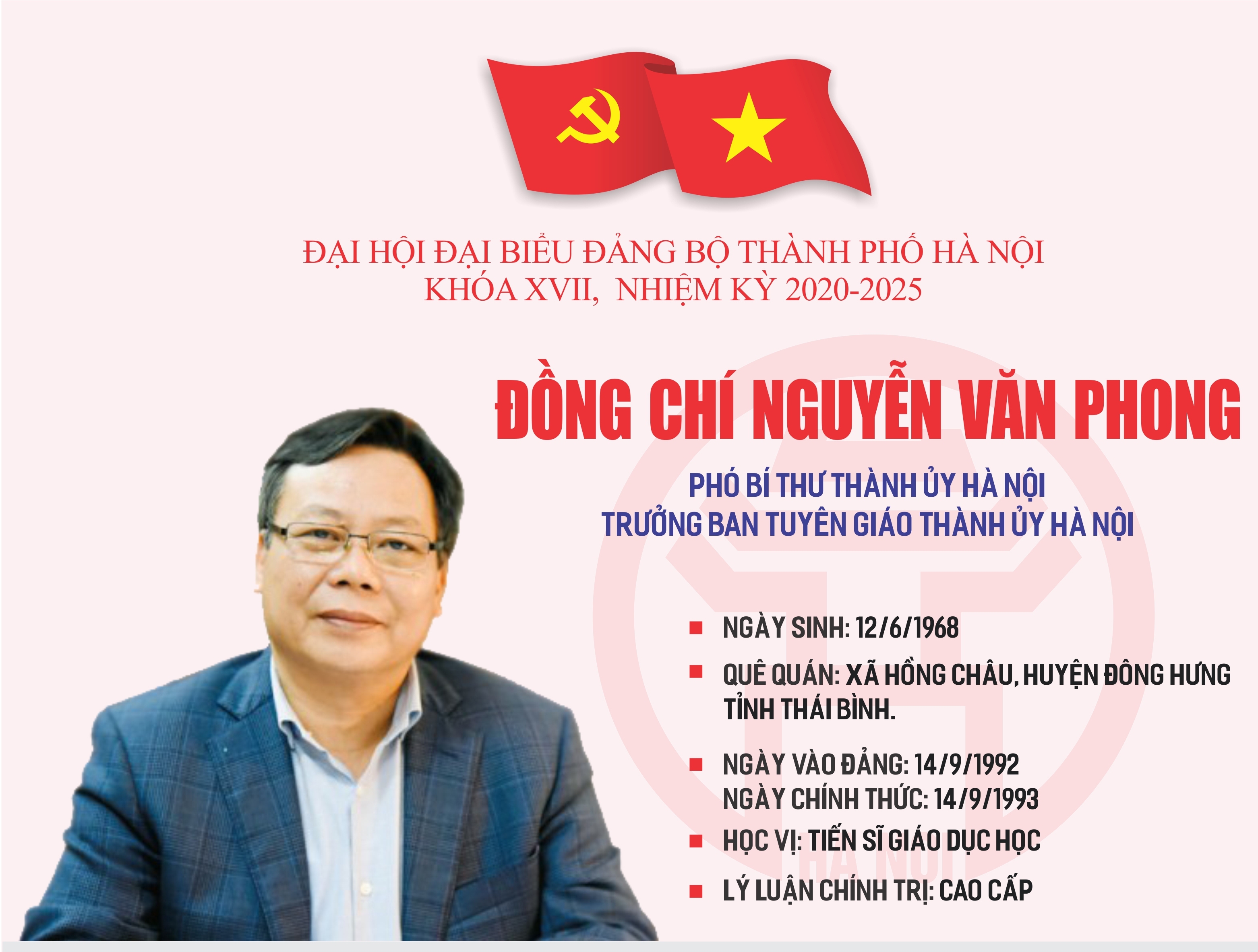 Infographic: Tóm tắt quá trình công tác của Phó Bí thư Thành ủy Hà Nội Nguyễn Văn Phong