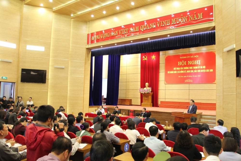 Thường trực Thành ủy Hà Nội đối thoại với nhân dân huyện Sóc Sơn